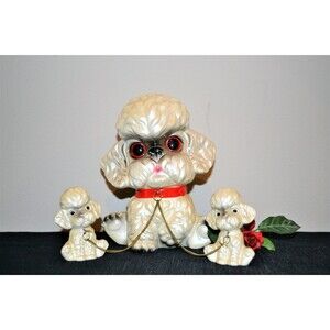 Vintage Poodle Figurines Family of Three